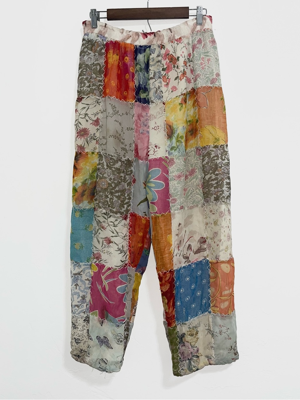 Sacred Threads Patchwork Pants Mixed Print Floral Artisan Hippie Size S/M